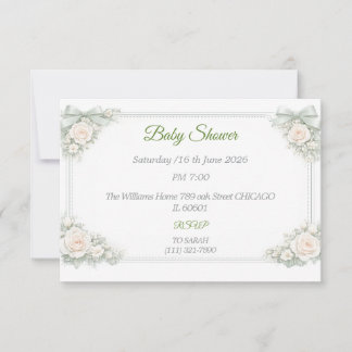 Elegante Babyparty-RSVP-Karte in Salbeigrün RSVP Karte