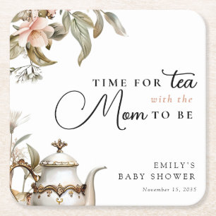 Elegante Babyparty-Teeparty Rechteckiger Pappuntersetzer