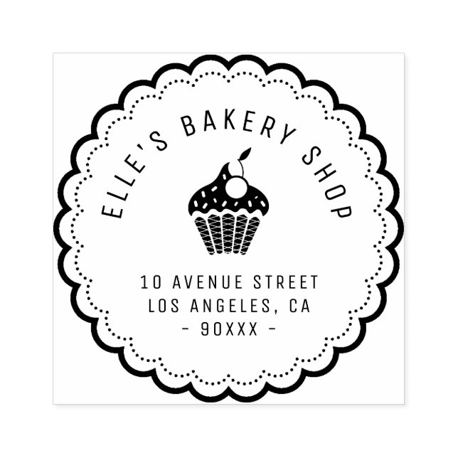 Elegante Bäckerei Geschäft Adresse Kautschuk Brief Gummistempel (Prägung)