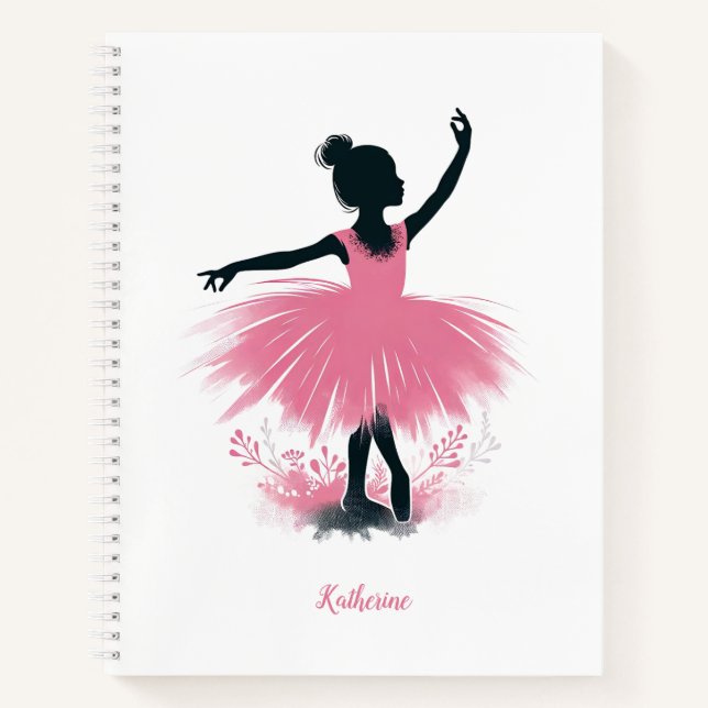 Elegante Ballerina Silhouette Ballet Notizbuch (Vorderseite)