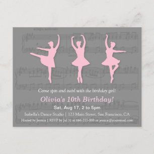 Elegante Ballerina Tanz Einladung zum Geburtstag