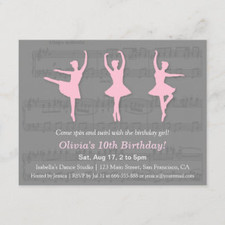 Elegante Ballerina Tanz Einladung zum Geburtstag