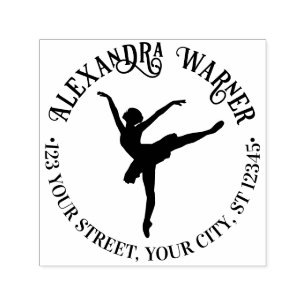 Elegante Balletttänzerin auf Spitze Name Adresse Permastempel