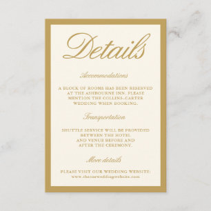 Elegante Ballroom Vintage-Elfenbein Hochzeitsdetai Begleitkarte