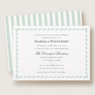 Elegante Bandförmige Bonbons gestreifte Babyparty Einladung