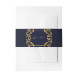 Elegante Bands von Navy & Gold Wedding Bands Einladungsbanderole