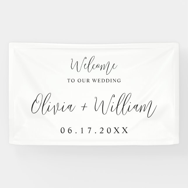 Élégante bannière de bienvenue du Mariage de scrip (Horizontal)