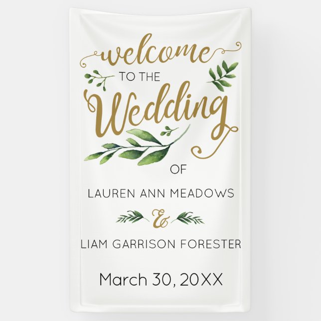 Élégante bannière de bienvenue du Mariage de verdu (Vertical)