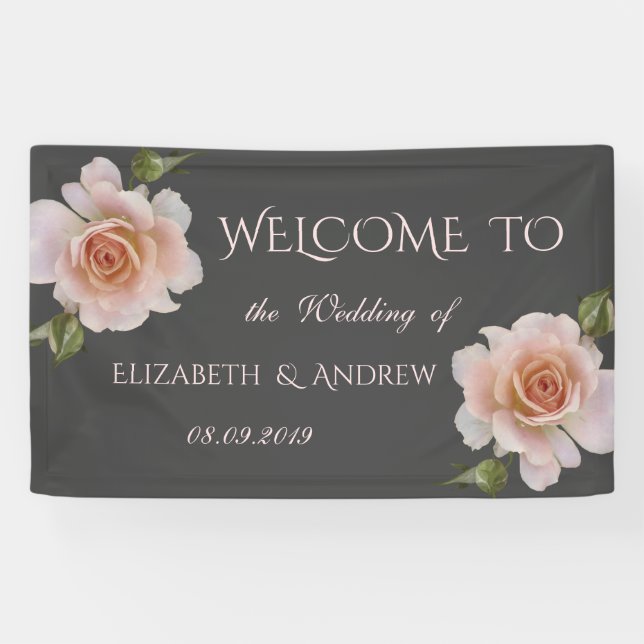 Élégante bannière de Mariage Rose chic (Horizontal)