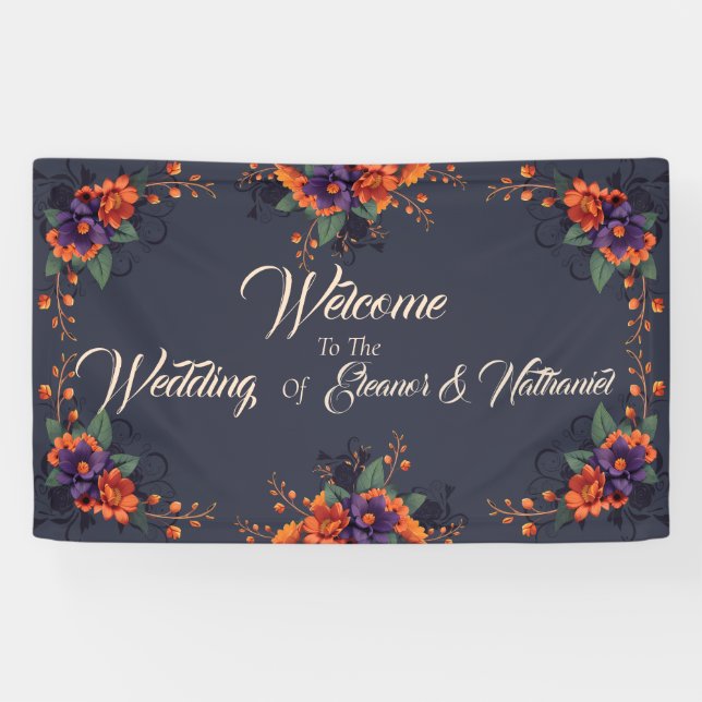Élégante bannière gothique 3D Mariage floral (Horizontal)