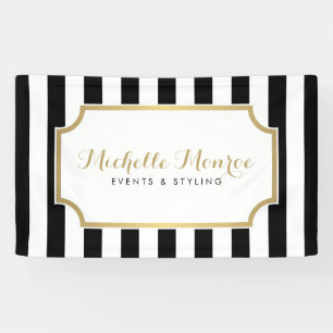 Élégante bannière Luxe Bold Black and White Stripe