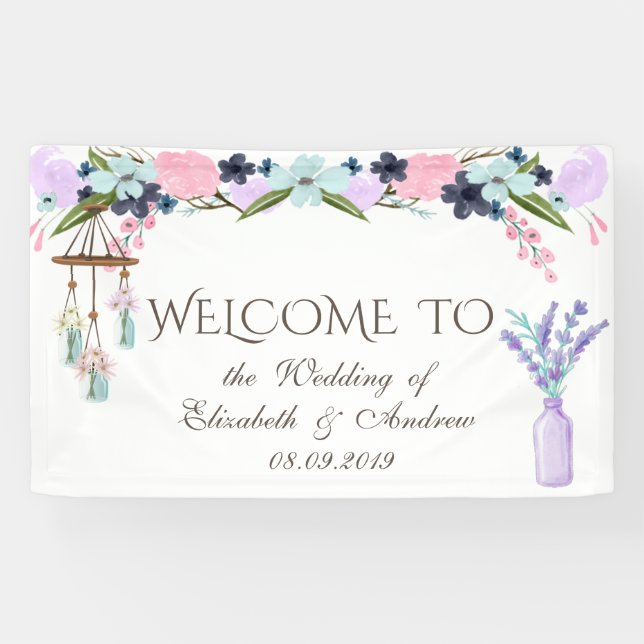 Élégante Bannière Mariage Florale (Horizontal)