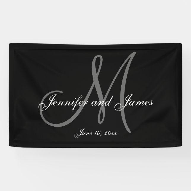 Élégante bannière Mariage M Monogram (Horizontal)