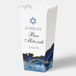 Elegante Bar-Mizwa-Feier Navyblau Gold Popcorn Geschenkschachtel