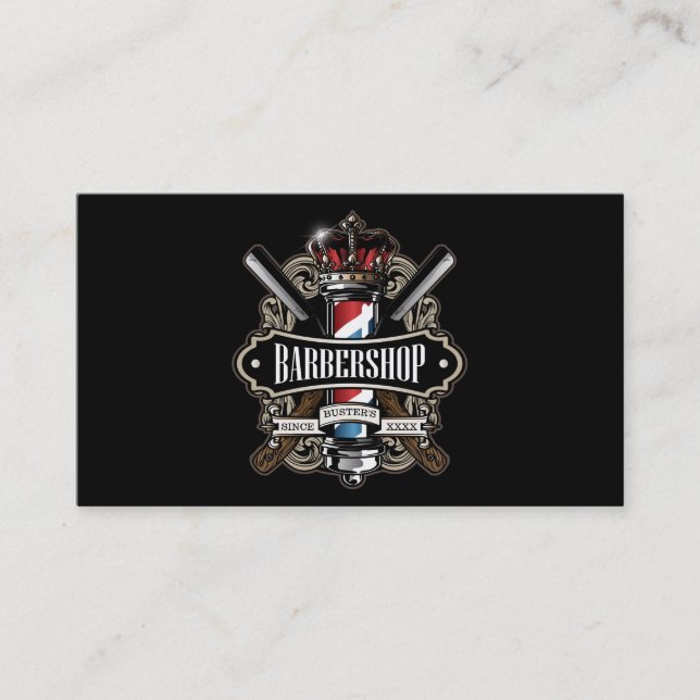 Elegante Barbershop Business Card Personalisieren Visitenkarte (Vorderseite)