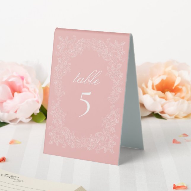 Elegante barocke Blush Pink Hochzeit Tischaufsteller (In Situ (Hochzeit))