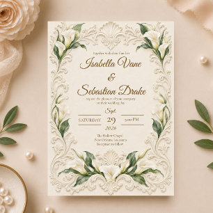 Elegante barocke Calla-Lilien-Hochzeit Einladung