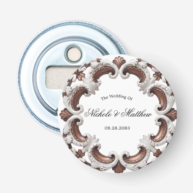 Elegante barocke Gastgeschenk Hochzeit Flaschenöffner (Vorderseite)