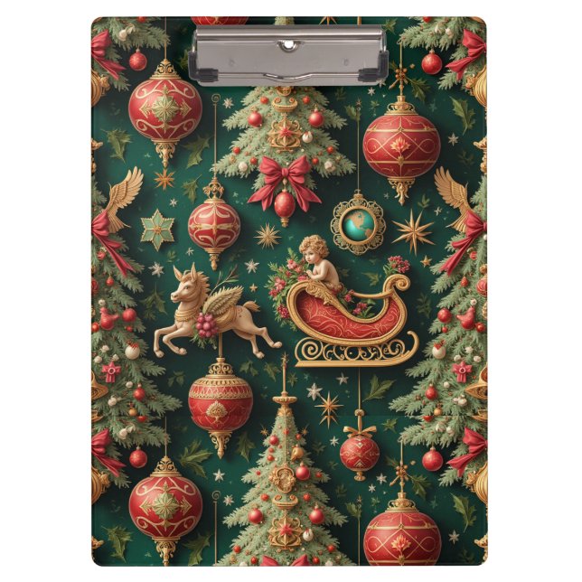 Elegante Barocke Weihnachtsklammer Klemmbrett (Vorderseite)