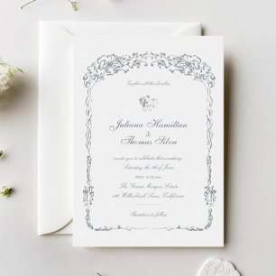 Elegante barocke Zierrahmen-Hochzeit Einladung