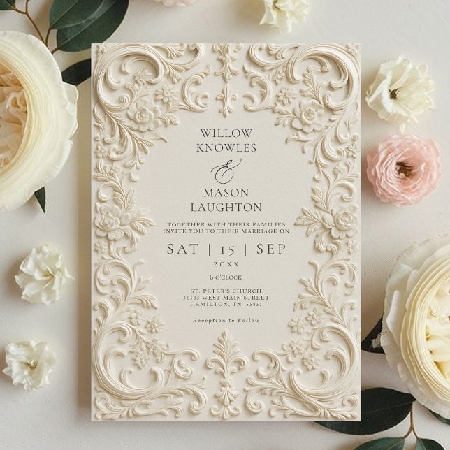 Elegante Barockhochzeit Einladung (Elegant Baroque Wedding Invitation Front)