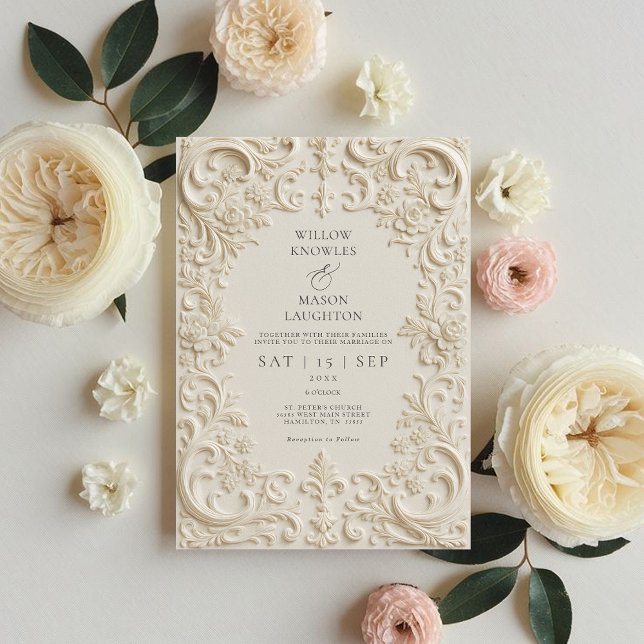 Elegante Barockhochzeit Einladung (Elegant Baroque Wedding Invitation Front)