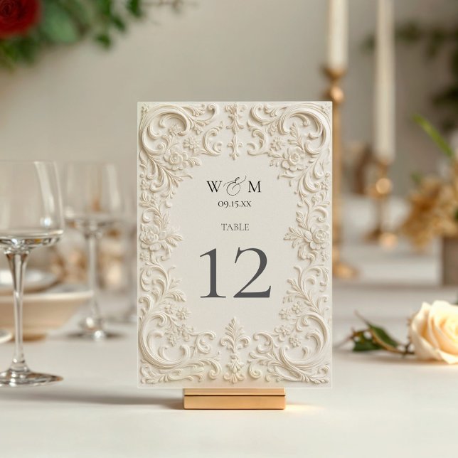 Elegante Barockhochzeit Tischnummer (Elegant Baroque Wedding Table Number)