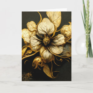 Elegante Barockkarte Schwarz-Gold-Blütenkarte