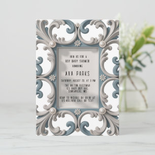 Elegante Baroque Baby Boy Dusche Einladung