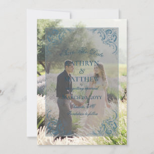 Elegante Baroque Muster Foto Save the Date Karte