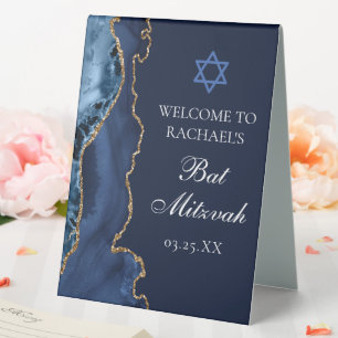 Elegante Bat-Mizwa-Feier Navyblau Gold Tischaufsteller