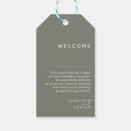 Elegante Battleship Gray Minimale Hochzeit Willkom Geschenkanhänger