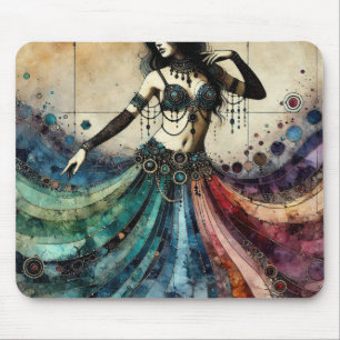 Elegante Bauchtänzerin in fließendem, edelsteinfar Mousepad