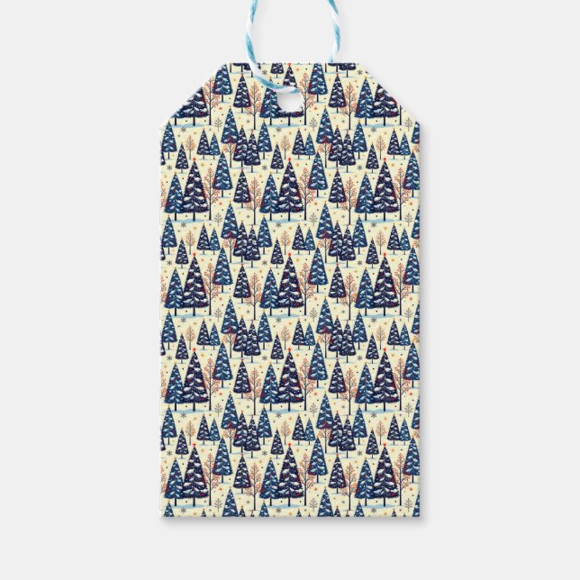 Elegante Bäume Geschenkanhänger (Vorderseite)