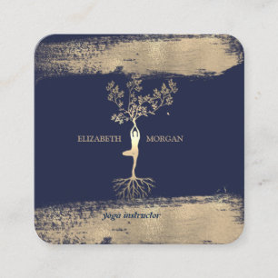 Elegante Baumfrauen Silhouette Falscher Goldpinsel Quadratische Visitenkarte