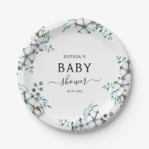 Elegante Baumwolle Blume botanische Babydusche