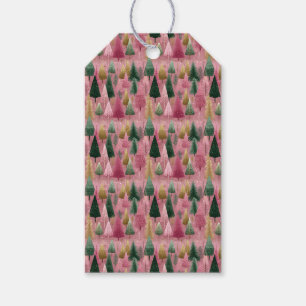 Elegante Baumzweige am Rosa Holiday Art Geschenkanhänger