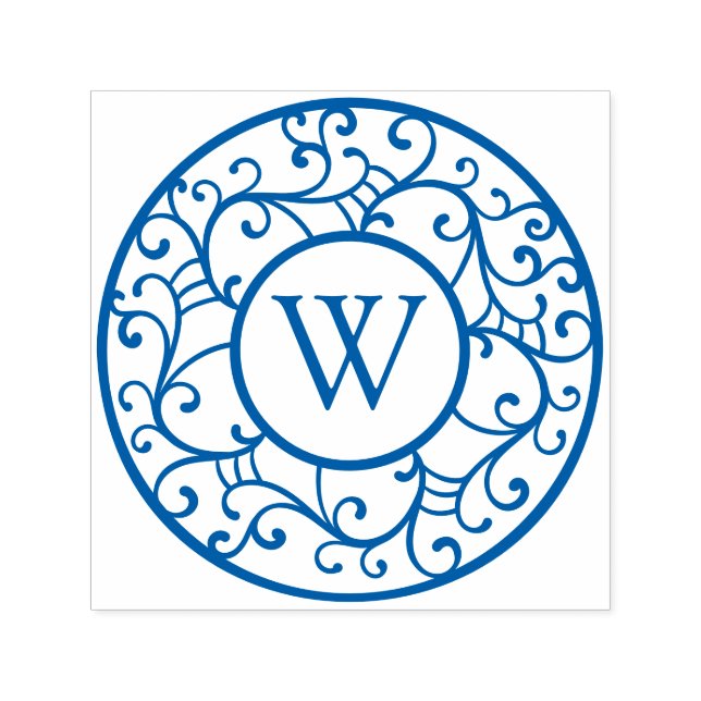 Elegante Baumzweige Lacy Filigree Wreath Initial Permastempel (Design)