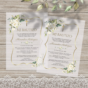 Elegante Bautizo Con Blanca Flores Gold Taufe