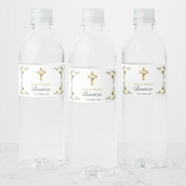 Elegante Bautizo Floral Blanco (Flaschen)