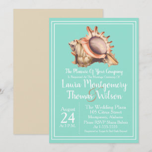 Elegante Beach Conch Muschel Hochzeit Einladung