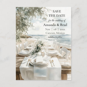 Elegante Beach Hochzeit in Urlaubsort Save the Dat Feiertagspostkarte