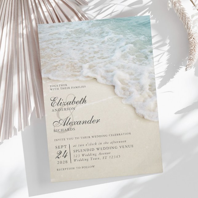 Elegante Beach Ocean Hochzeit in Urlaubsort Einladung (Von Creator hochgeladen)