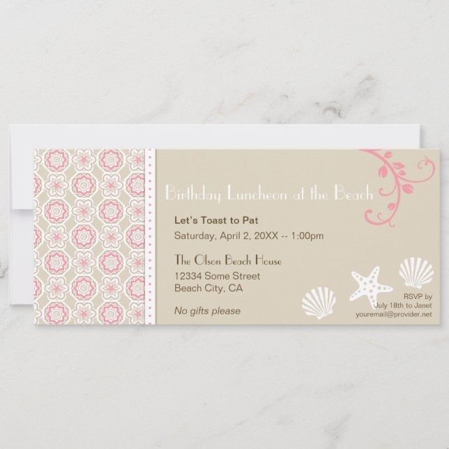 Elegante Beach Pattern Party Einladung (Vorderseite)