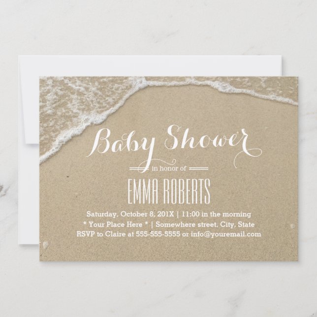 Elegante Beach & Sea Water Baby Dusche Einladung (Vorderseite)