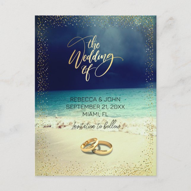 Elegante Beach Summer Wedding Postcard Postkarte (Vorderseite)