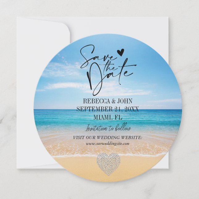 Elegante Beach Summer Wedding Save the Date Card Einladung (Vorderseite)