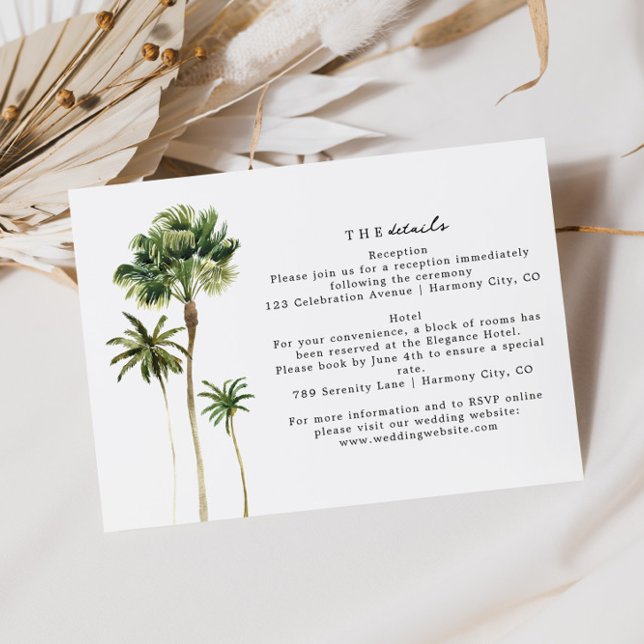 Elegante Beach Wedding Details Eintrittskarte Begleitkarte (Von Creator hochgeladen)