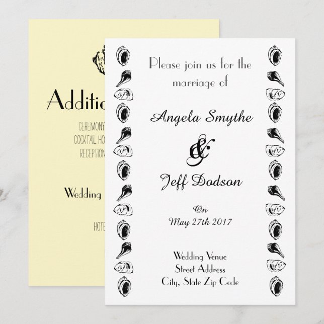 Elegante Beach Wedding Einladung (Vorne/Hinten)