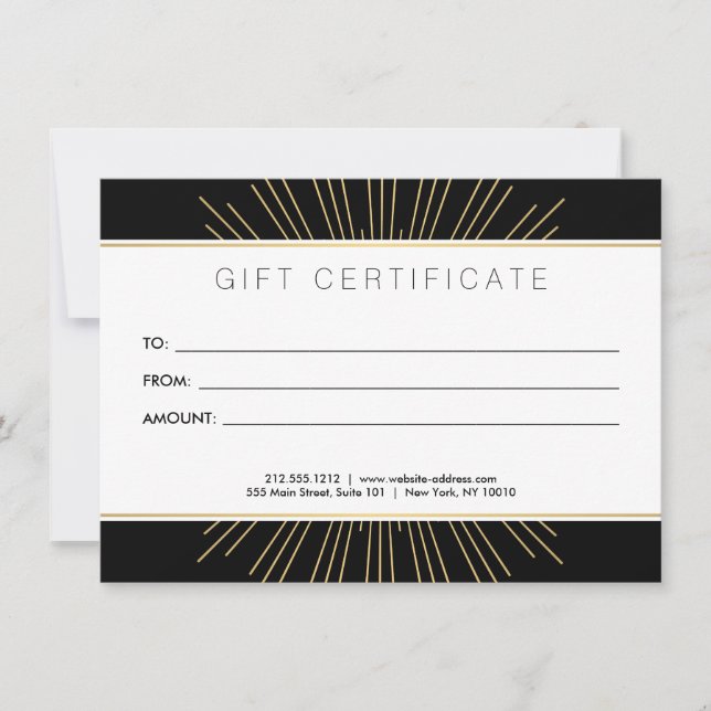 Elégante Beauté Gold Sunburst Black Carte cadeau (Devant)